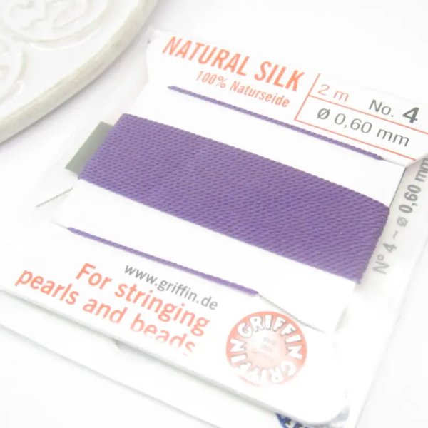 Nici Jedwabne fioletowe z igłą - 0,6mm/2 metry