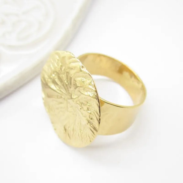 Pierścionek blaszka młotkowana - srebro złocone