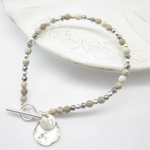 Krzemień Pasiasty, Hematyt i srebro - bransoletka