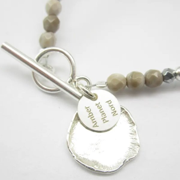 Krzemień Pasiasty, Hematyt i srebro - bransoletka