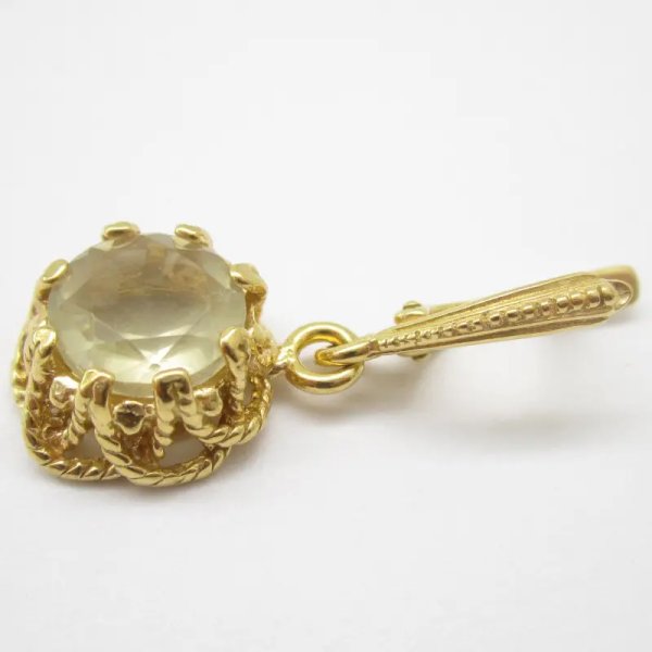 Cytryn (Lemon) fasetowany w srebrze złoconym - kolczyki okrągłe