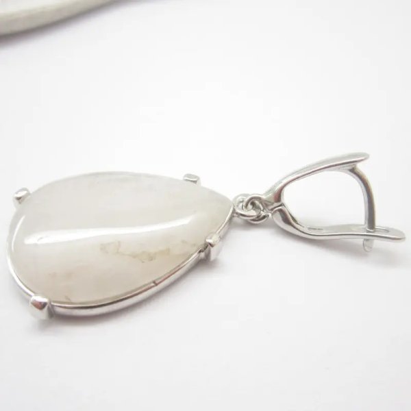 Morganit i srebro rodowane - kolczyki łzy (para)