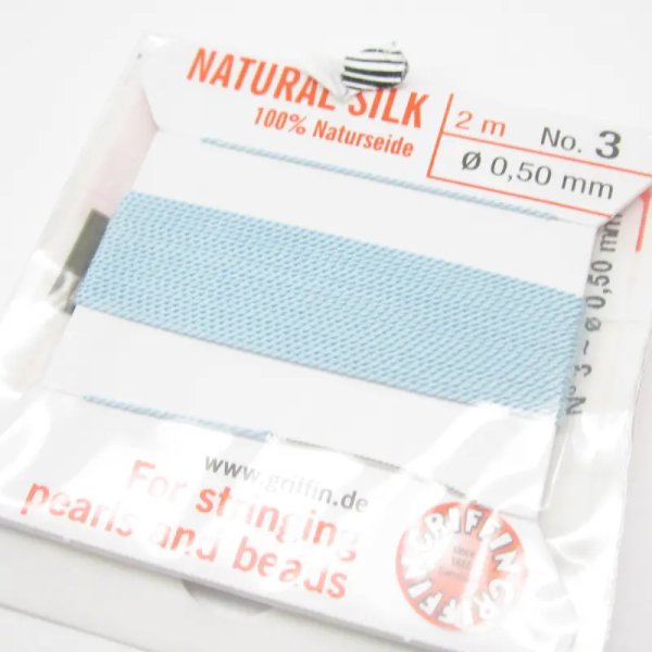 Nici Jedwabne jasno niebieskie z igłą - 0,5mm/2 metry