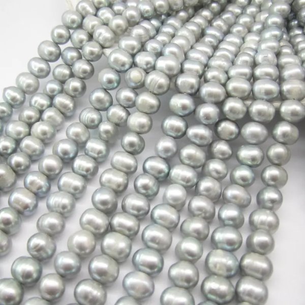 Perły Naturalne Hodowane szare 7-8 mm (sznurek)