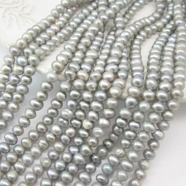 Perły Naturalne Hodowane szare 3,8-4,3 mm (sznurek)