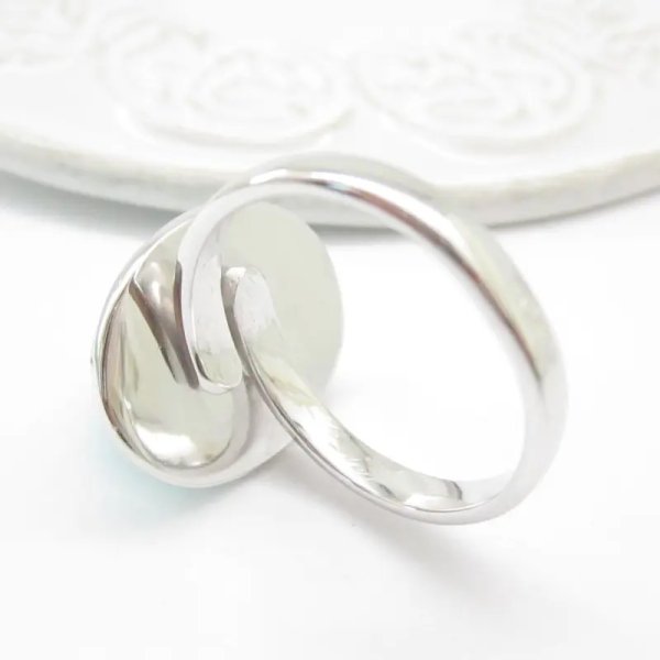 Amazonit i srebro rodowane - pierścionek owal (różne warianty) z regulacją