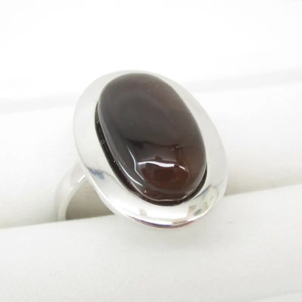 Opal Ognisty i srebro rodowane - pierścionek owal (Rozmiar Jubilerski 16) z regulacją