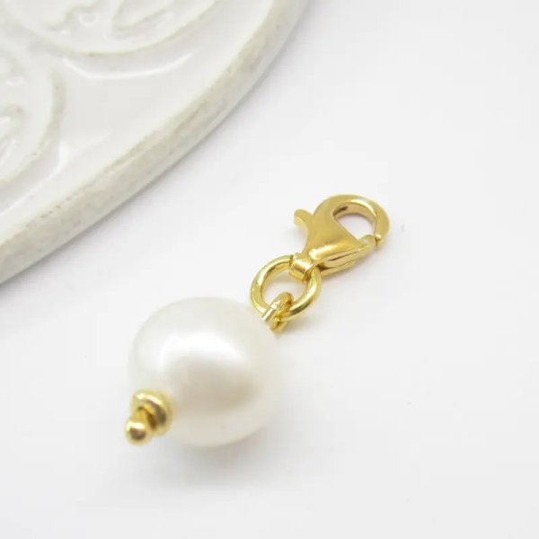 Srebro Ag Złocone - zawieszka charms perła hodowana 