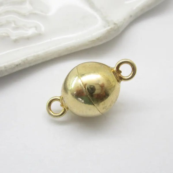 Srebro Ag Złocone - zapięcie magnetyczne kulka 10 mm