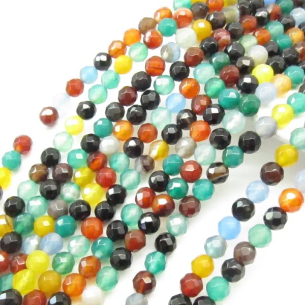 Agat multikolor fasetowany 6 mm – sznur ok. 38 cm