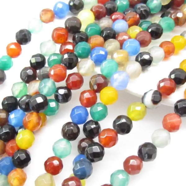 Agat multikolor fasetowany 8mm(sznurek)