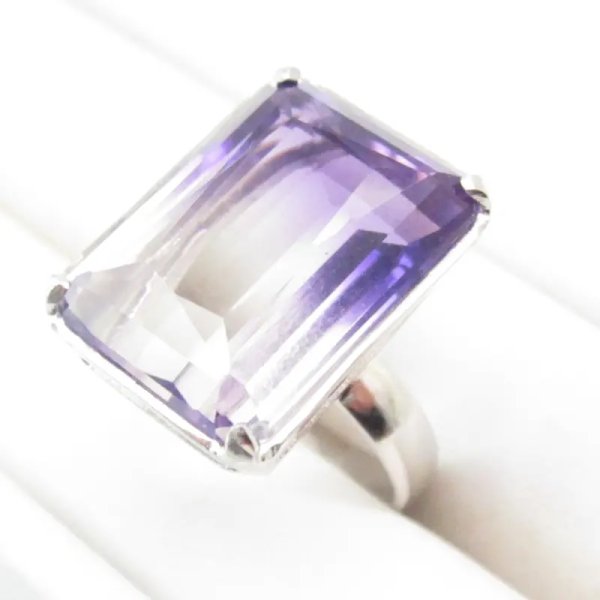 Ametryn i srebro rodowane - pierścionek REZERWACJA