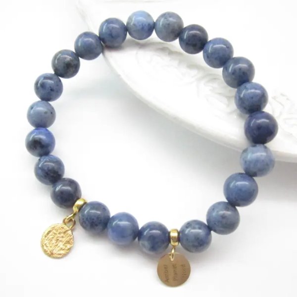 Dumortieryt i srebro złocone - bransoletka 