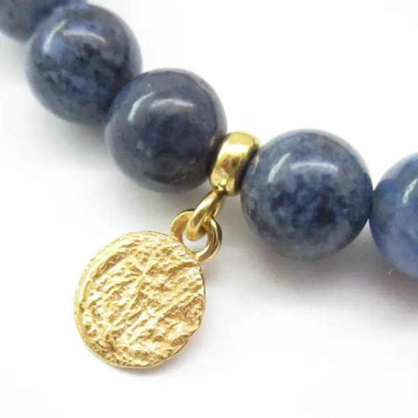 Dumortieryt i srebro złocone - bransoletka 