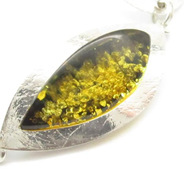 Zielony Bursztyn i srebro - bransoletka