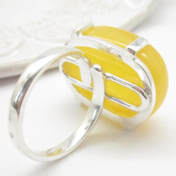 Mleczny Bursztyn i srebro - pierścionek z regulacją (różne kamienie do wyboru) 