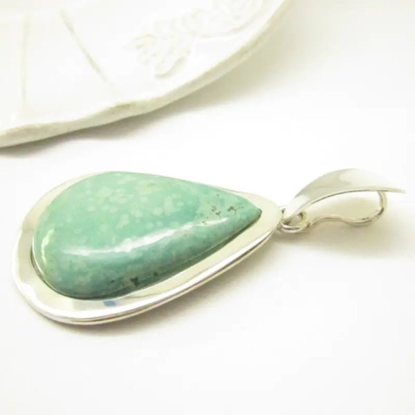 Turkus i srebro - wisiorek łza