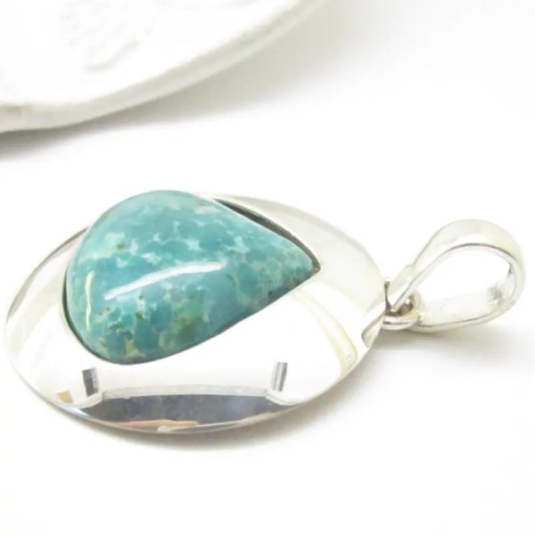 Turkus i srebro - zawieszka łza