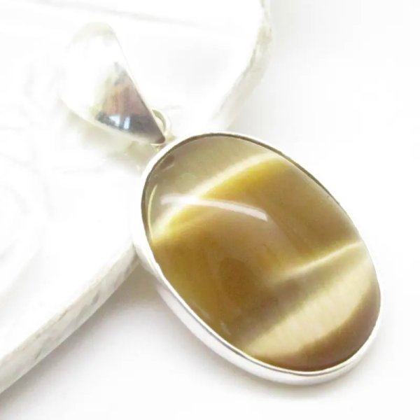 Uleksyt (Ulexyt) i srebro - wisiorek owal