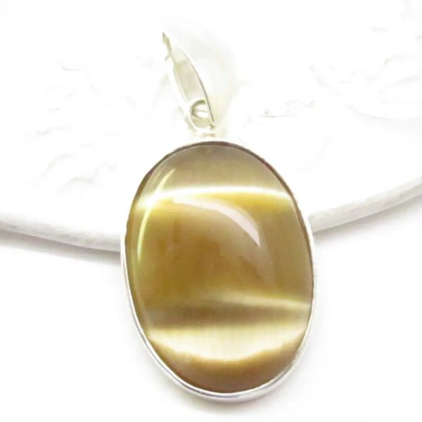 Uleksyt (Ulexyt) i srebro - wisiorek owal