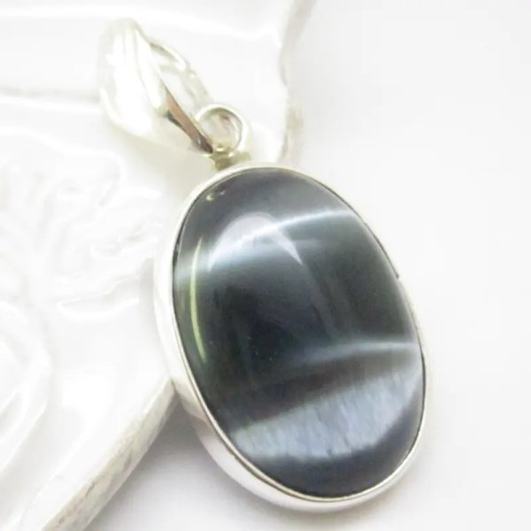 Uleksyt (Ulexyt) i srebro - zawieszka owal