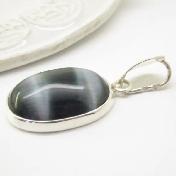 Uleksyt (Ulexyt) i srebro - zawieszka owal