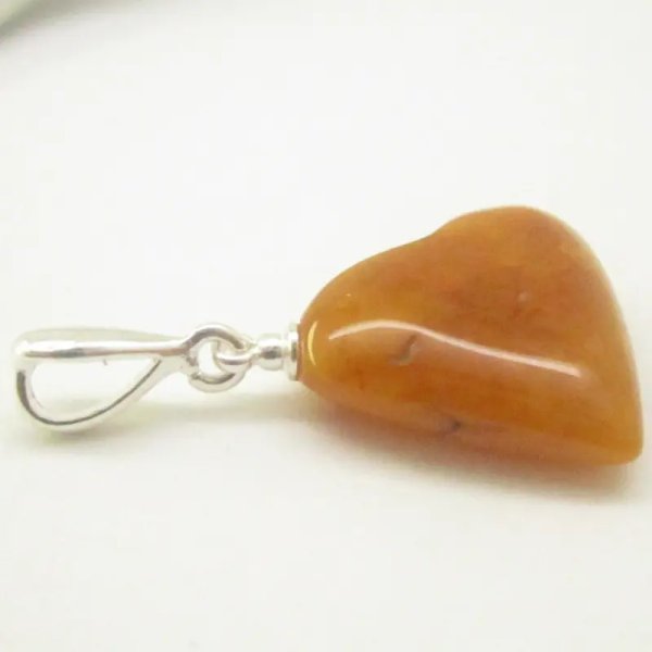Bursztyn koniakowy i srebro - zawieszka serce