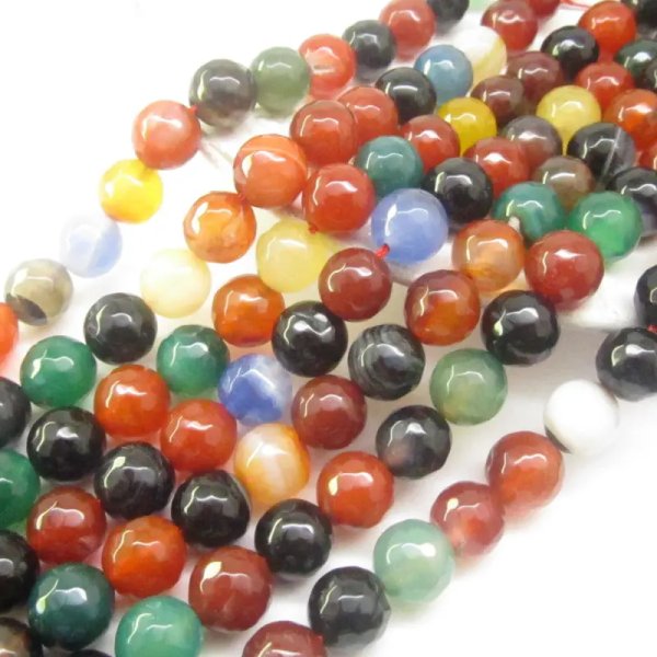 Agat kolorowy fasetowany kulki 10 mm – sznur ok. 38 cm
