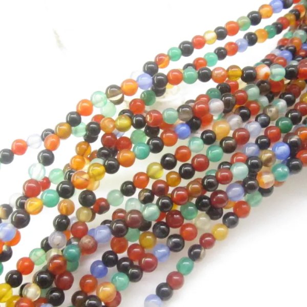 Agat kolorowy - kulki 4 mm (sznur)