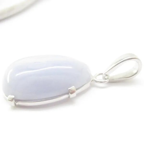 Chalcedon i srebro rodowane - wisiorek łezka