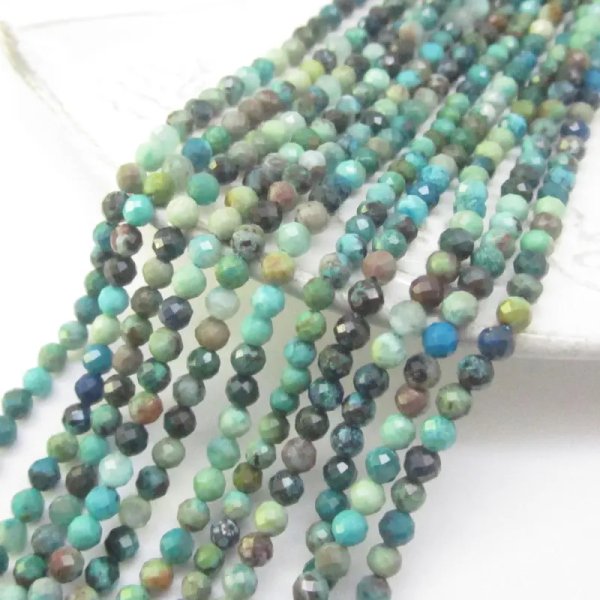 Chalkopiryt fasetowany - kulki 3 mm (sznur)