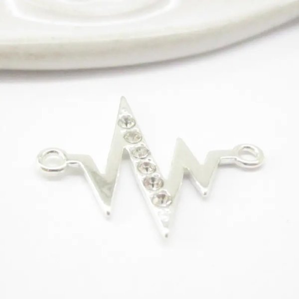 Srebro Ag - łącznik linia życia z kryształkami - 19x15 mm