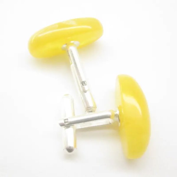 Bursztyn Mleczny w srebrze - spinki do mankietów owalne