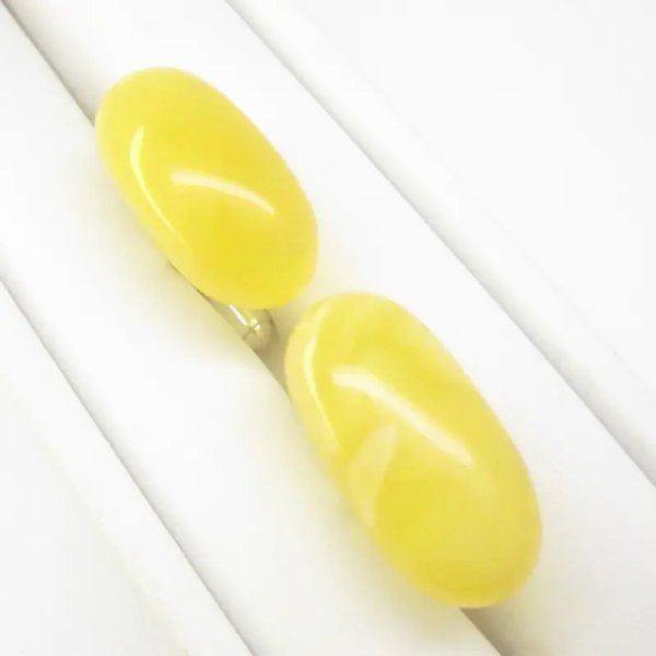 Bursztyn Mleczny w srebrze - spinki do mankietów owalne