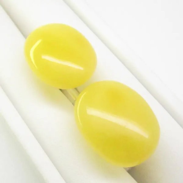 Bursztyn Mleczny w srebrze - spinki do mankietów owalne