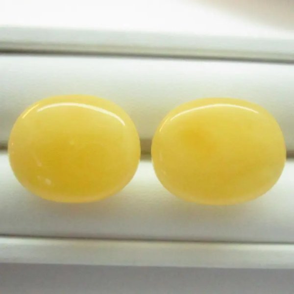 Bursztyn Mleczny w srebrze - spinki do mankietów owalne