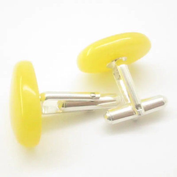 Bursztyn Mleczny w srebrze - spinki do mankietów owalne