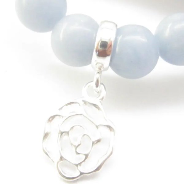 Angelit i srebro bransoletka 18 cm