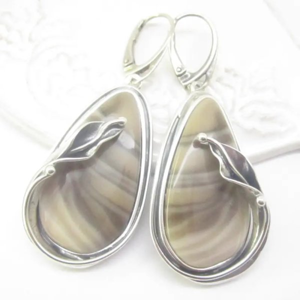 Krzemień Pasiasty w srebrze oksydowanym - kolczyki <b>(Rezerwacja)</b>