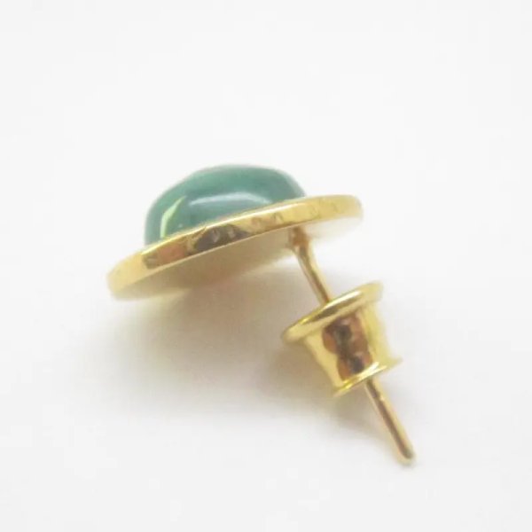 Malachit i młotkowane srebro złocone - kolczyki sztyfty owale (para)