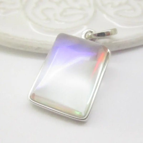 Mystic Topaz i srebro rodowane - zawieszka prostokąt