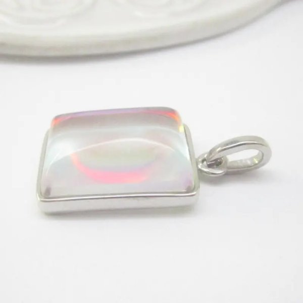 Mystic Topaz i srebro rodowane - zawieszka prostokąt