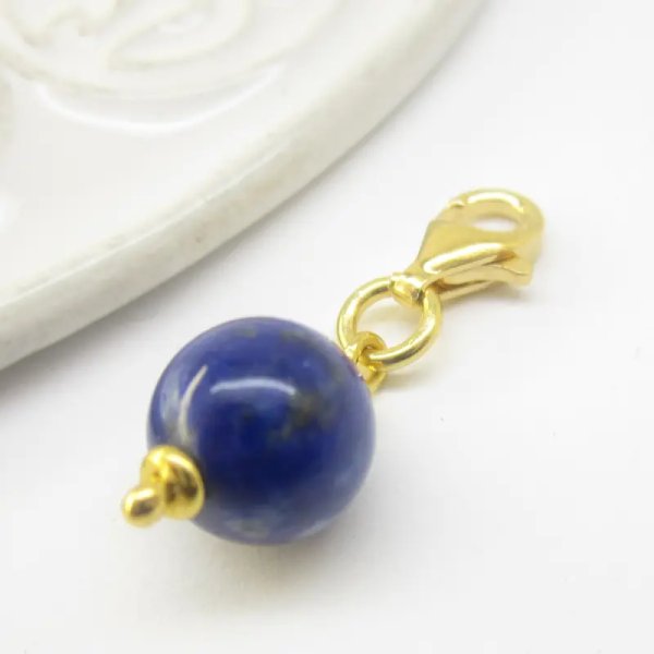 Srebro Ag Złocone - zawieszka charms lapis lazuli 8mm 