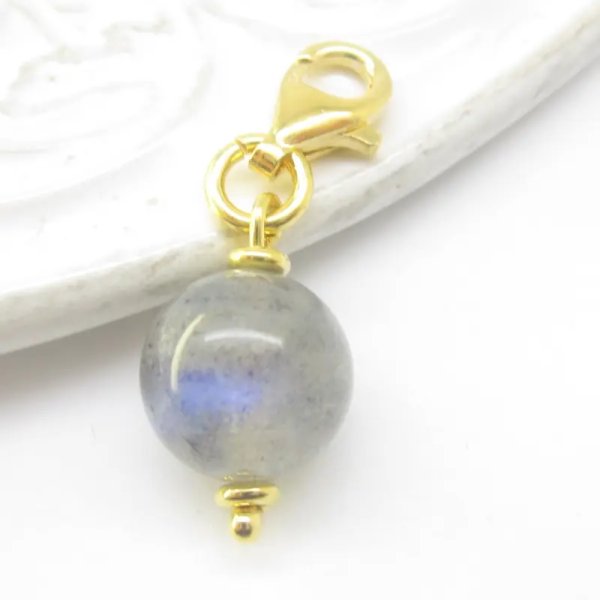 Srebro Ag Złocone - zawieszka charms labradoryt 9mm 