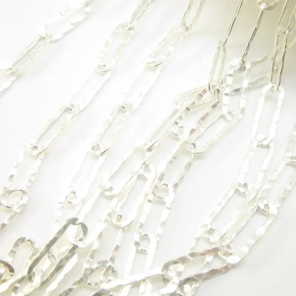 Srebro młotkowane Ag  - Łańcuch oczka 11x3,9mm (50cm)