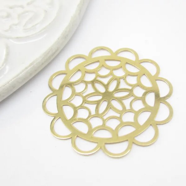 Srebro złocone Ag - element ozdobny rozetka 30mm  