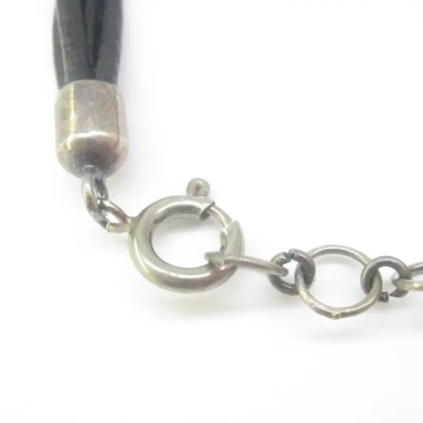 Bursztyn koniakowy, rzemień i srebro oksydowane - bransoleta