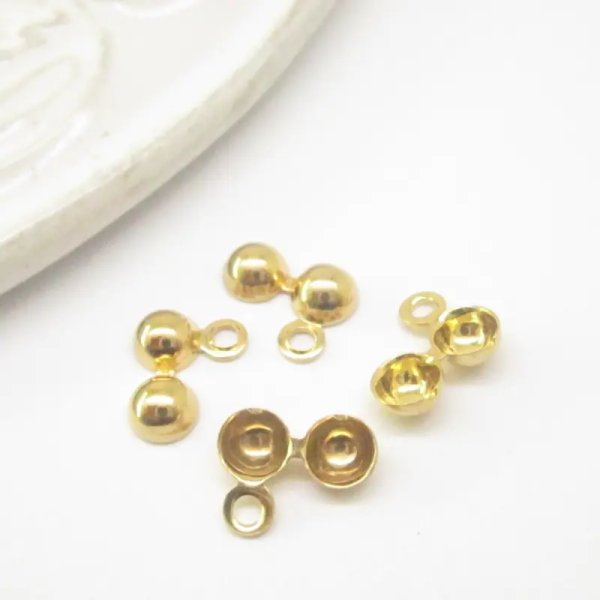 Srebro Ag Złocone - łapaczki boczne kulka 8x4mm(para)  