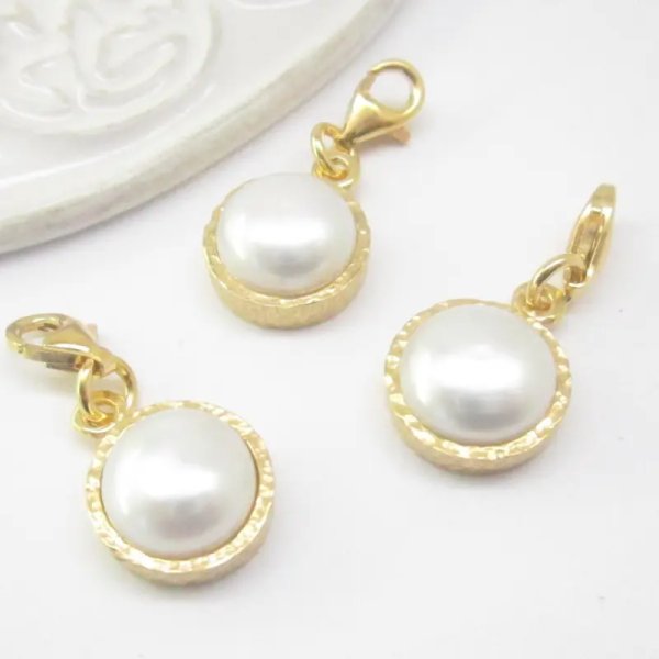 Srebro Ag Złocone - zawieszka charms perła hodowana 