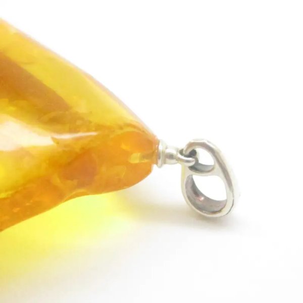 Owady, inkluzje roślinne w bursztynie i srebro - zawieszka z rzemieniem